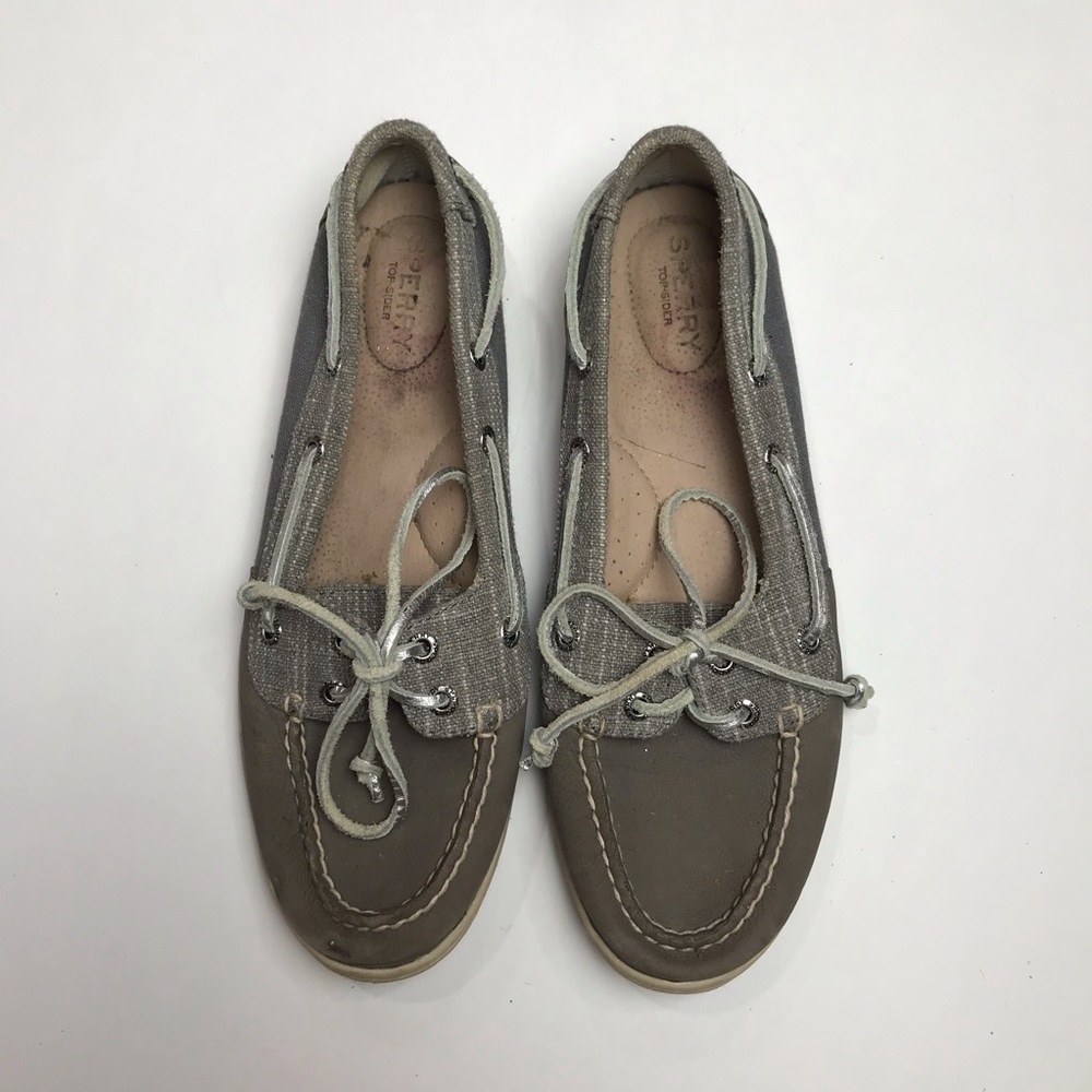Sperry Angelfish Boat Shoes Grey Sequin